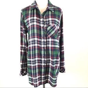 BP Plaid Shirt Tunic Brushed Cotton Button Down M Nordstrom